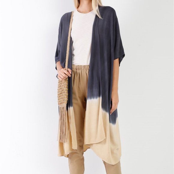 Tie-Dye Open Front Oversized Midi Kimono/Cover Up - Picture 4 of 6